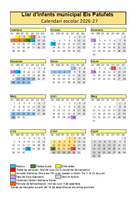 Calendari escolar 2026/27